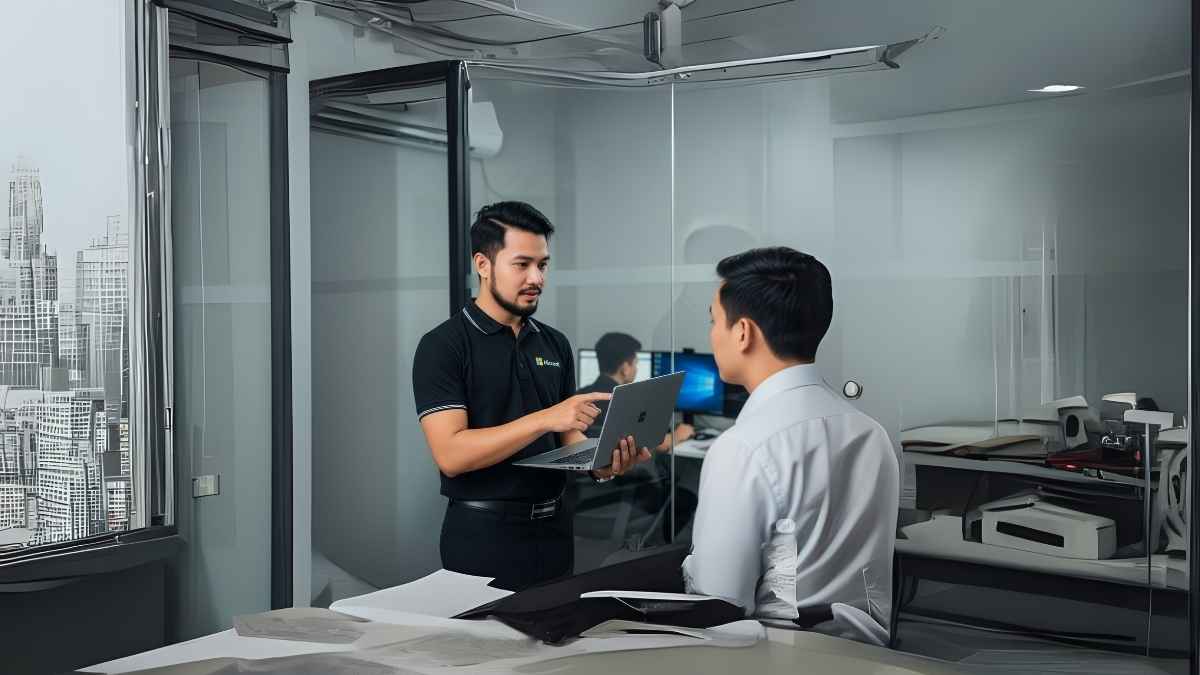 IT support đang tư vấn cho KH